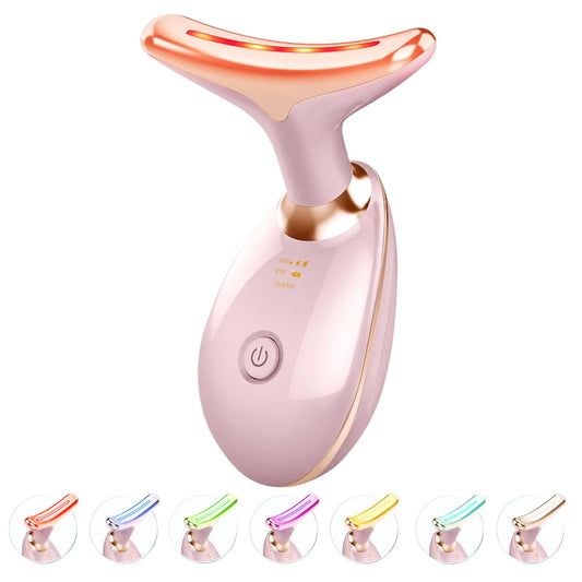 7-in-1 Skin Care Tools, Face Care, Face Neck Massager for Skin Care Routine at Home, Glossy Pink