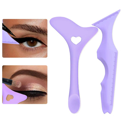 IDDFEVE 2Pcs Eyeliner Stencils Silicone Winged Tip Multifunctional Mascara Shield for Eyeshadow and Eyelashes Professional &Quick Cat Eye Makeup Tool for Beginners (Purple)