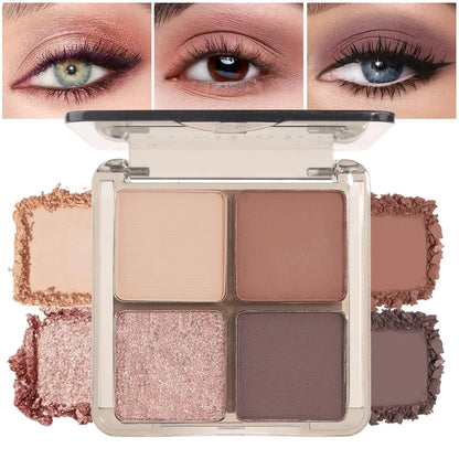 Eyeshadow Quads Blendable Matte Metallic and Shimmer Finishes Velvety Pigmented Creamy Formula Four Way Quad Eye Shadow Palette Talc Paraben & Cruelty Free