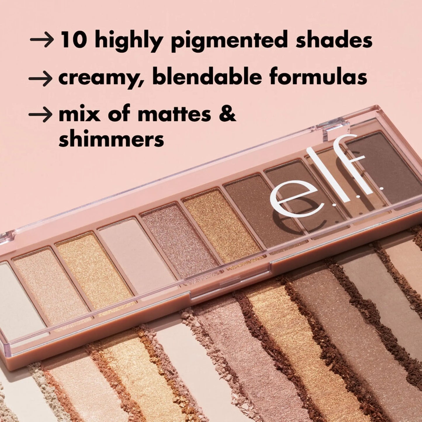 e.l.f. Perfect 10 Eyeshadow Palette, Ten Ultra-pigmented Nude Shades, Blendable Formula, Vegan & Cruelty-free, Everyday Smoky (Packaging May Vary) 1 Ounce (Pack of 1)